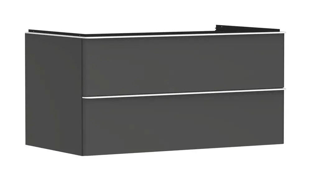 Hansgrohe Waschtischunterschrank in Diamantgrau mit zwei Schubkästen. Modernes Design für Konsolen Aufsatzwaschtisch.
